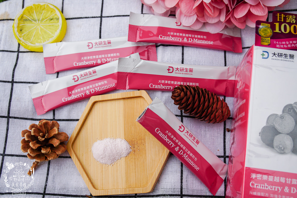 PTT推薦的蔓越莓益生菌!女生容易復發私密問題 營養師：私密保養不能缺「D-甘露糖」大研生醫淨密樂蔓越莓甘露糖粉包