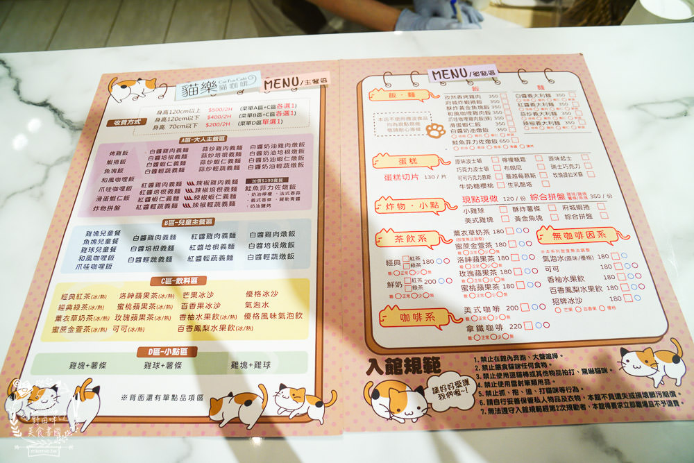 台北貓咪餐廳[貓樂貓咖啡信義遠百店]居然有12隻超可愛的萌系貓咪陪同用餐玩樂!連小朋友都可以進去唷～
