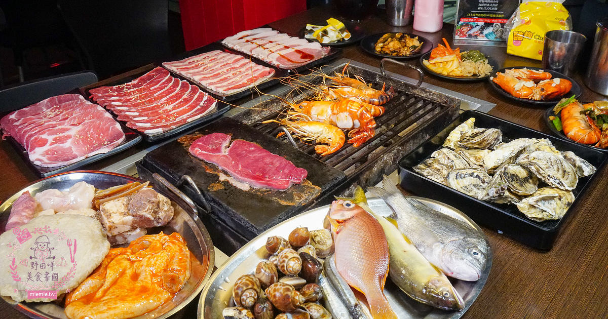 高雄[進吉泰國蝦海鮮炭烤吃到飽]鮮魚+牡蠣+現切肉片爽爽吃！