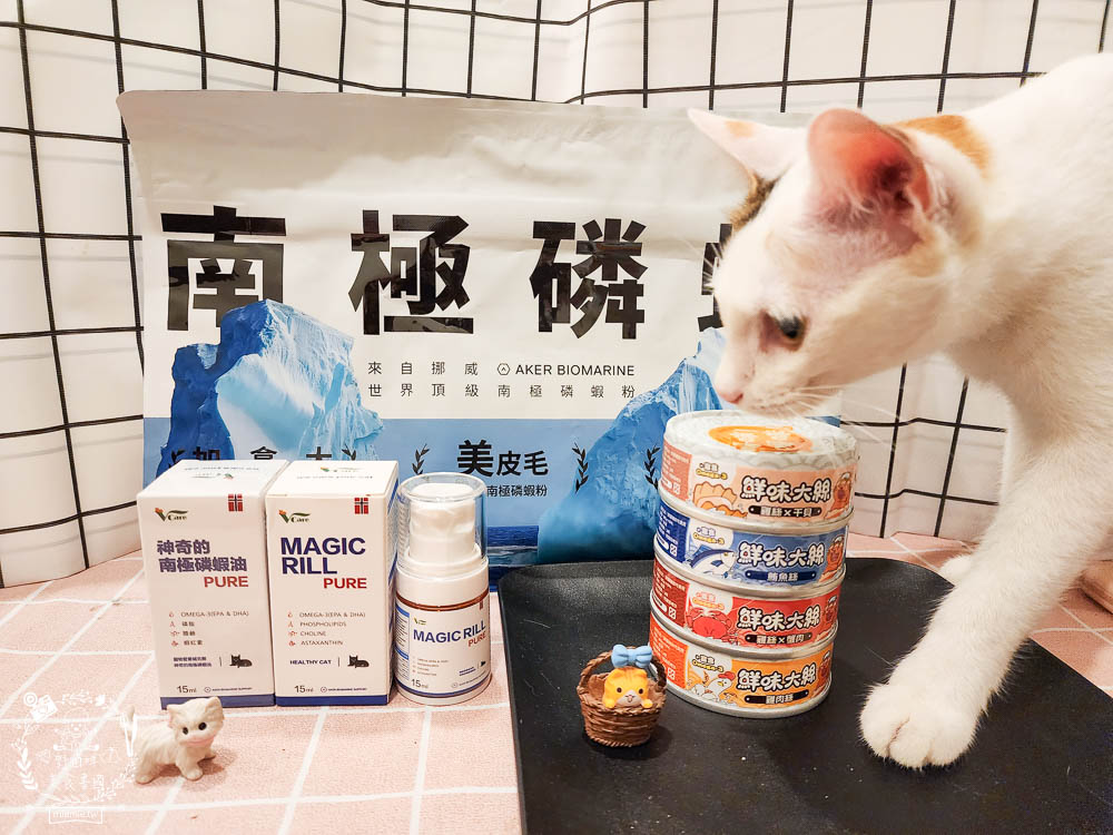 肉球世界適口性與營養含量極高的AK南極磷蝦X雞肉凍乾無穀貓糧+VCARE神奇的南極磷蝦油+鮮味大絲肉絲主食罐