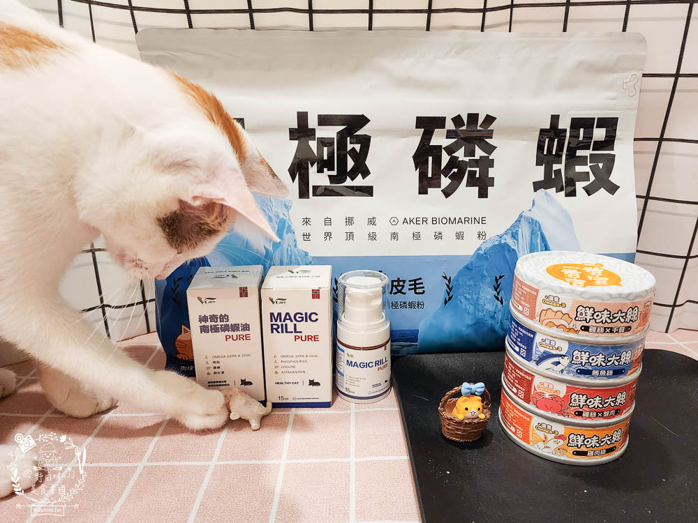 肉球世界適口性與營養含量極高的AK南極磷蝦X雞肉凍乾無穀貓糧+VCARE神奇的南極磷蝦油+鮮味大絲肉絲主食罐