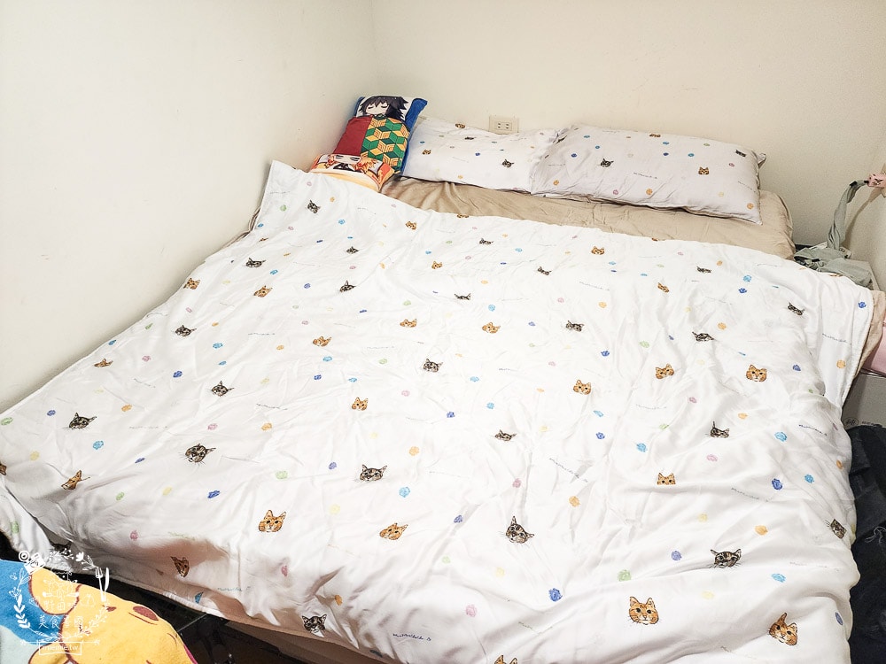 天絲床包推薦[伯尼寢具]暢首易言獨家聯名款60支天絲喵喵甜心床包兩用被組！台灣夏天必備涼爽床被！